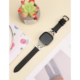 Wearlizer Leather Strap Compatible with Versa 4/ Versa 3 /Sense 2/ Sense Straps for Women Men, Quality Leather Band with D-Shape Metal Buckle for Versa 4/ Versa 3 Smartwatch