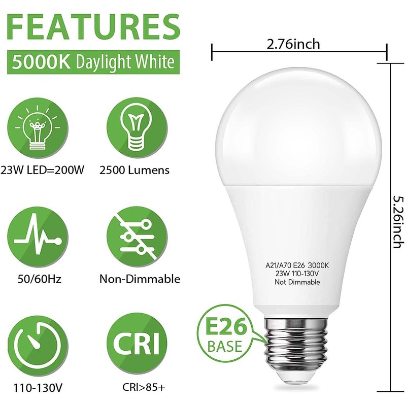 24 Packs 150-200W Equivalent LED Light Bulb, A21 23W Bright