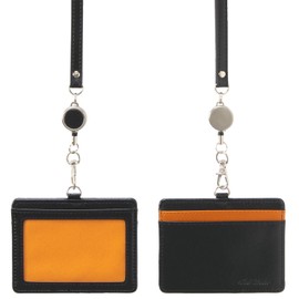 Sekisei BP-5703-68 ID Card Holder with Reel Black Orange Bell Post