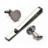 Asienice Black Brushed Tie Clip Western Cufflinks for Men set