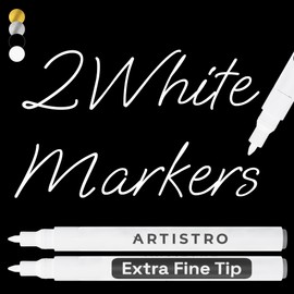 ARTISTRO 2 White Acrylic Paint Markers - 0.7mm Extra Fine-Tip Paint Pens - Perfect for Crafting, Art Projects, & More