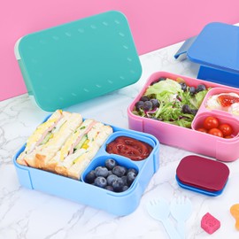 LEIKEEGO Lunch Box Kids,Leak-Proof Bento Lunch Box with Compartments for School, Work (Pink)