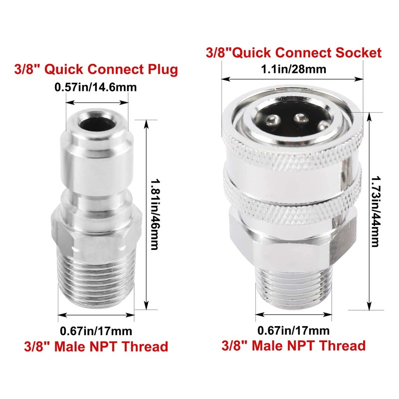 Toolly High Pressure Washer Ball Valve Kit, 3/8 Inch Quick