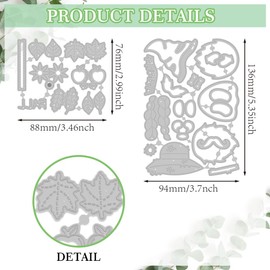 MAYJOYDIY Metal Cutting Template with Gnome Farmer in Rustic Style Farm Harvest with "Autumn" Pattern Wheat Corn Apple Pumpkin Leaf Pattern Embossing Cutting Die Made of Carbon Steel for DIY Card