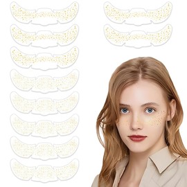 PEVRUAY Glitzer Gesicht Sommersprossen Tattoo,10 Stück Wasserfeste Goldene Sterne und Punkte Temporäre Tattoos,Festival Freckles,Henna Freckles Tattoo Folie