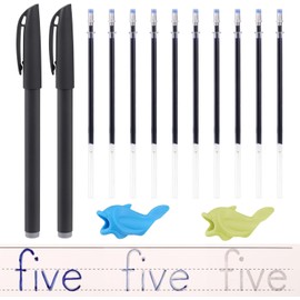 YSTrillion Erasable Pen Set, 2 Pieces Magic Pens with 20 Refills and 2 Pen Holders, Erasable Ballpoint Pen for Children, Students, Adults (0.5 mm)