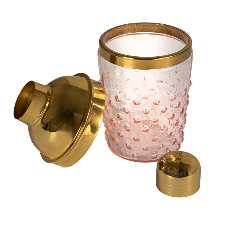 Creative Co-Op Hand-Blown Glass and Stainless Steel Hobnail Cocktail Shaker,