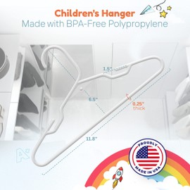 Made in USA Baby Hangers, Kids Hangers for Children's Clothes, Toddler Outfits and Clothing, 20 50 100 Pack Available, Kid Plastic Hanger for Closet and Nursery, Child Kid Hangars (30pk Gray)