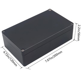 Otdorpatio Black ABS Plastic IP65 Waterproof Electrical Project Case with 4 M16 Cable Glands, 7.87x4.72x2.2 inch (200 x 120 x56 mm)