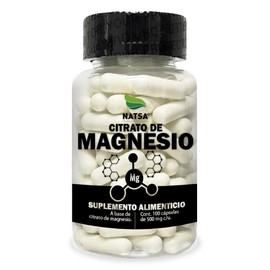 NATSA Citrato de Magnesio 100 cápsulas | 2 cápsulas diarias | Excelentes propiedades relajantes | Calidad Premium | Ingredientes Puros
