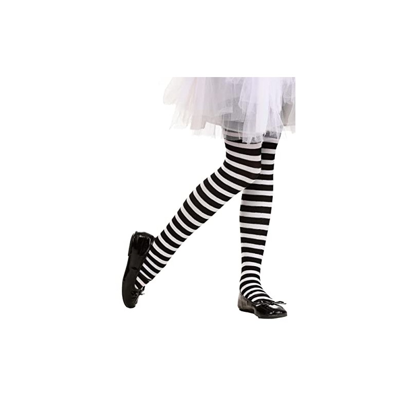 Fun Costumes Kid's Black/White Striped Tights Standard