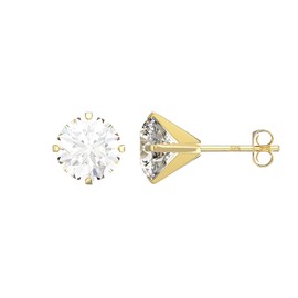 Aeon Jewellery Gold Stud Earrings - 9 Carat Yellow Gold with Cubic Zirconia Diamond | 7mm Claw Set Round Stone | Gift Box & Polishing Cloth Included