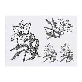 4 x 'White Lily Flower' Temporary Tattoos - Water Resistant, Skin-Safe, Non-Toxic Transfers, Mixed Sizes (TO00072790)