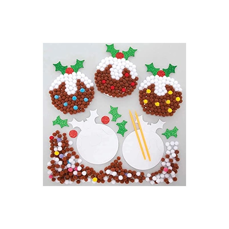 Baker Ross FE889 Christmas Pudding Kits, 5 Pack, Christmas Craft