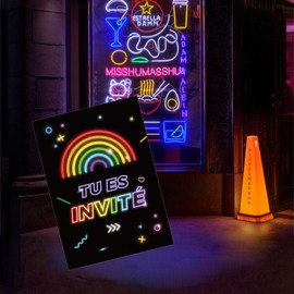 L0famy 24Pcs Football Party Invitations, Kids Birthday Invitations, Neon Rainbow Invitation With Envelopes And Party Stickers, Football Party Invites For Girls And Boys, Birthday Party Invitations