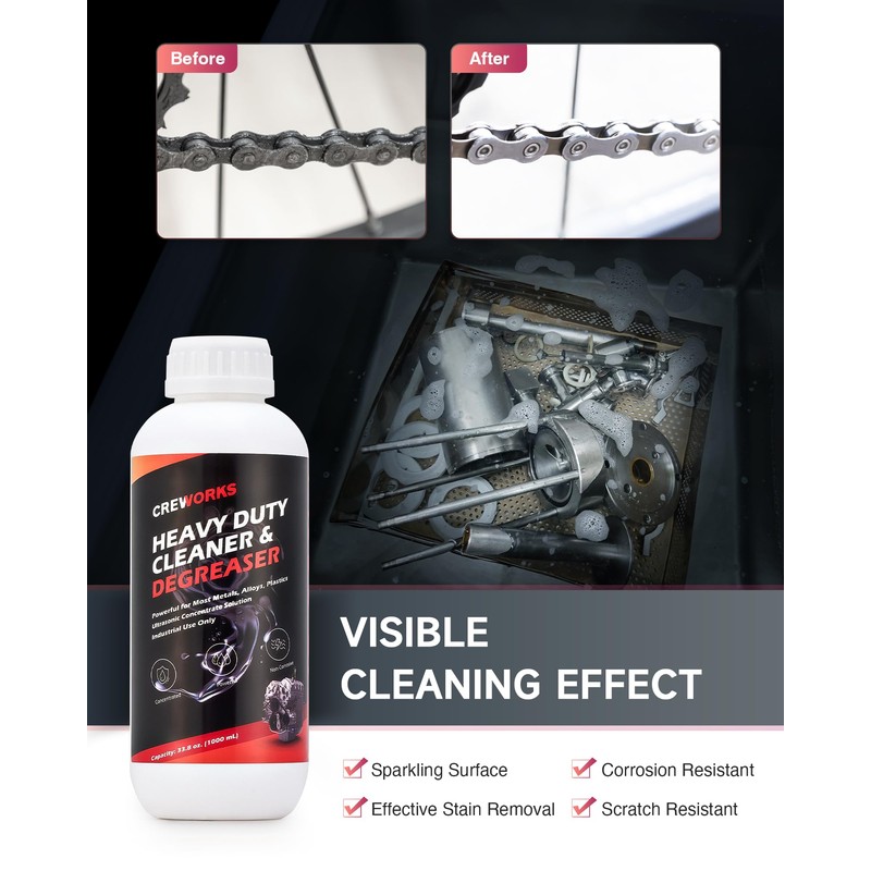 CREWORKS Ultrasonic Cleaner Solution for Carburetors and Engine Parts, 34