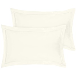 Royale Linens Pillow Shams 2 Pack Queen Size 20x30 Inch - Brushed 1800 Microfiber - Bed Shams, Wrinkle & Fade Resistant Super Soft and Cozy - Envelope Closure - Oxford Pillowcase (Queen,Ivory)