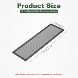 YOKIVE 12 Pcs Magnetic Floor Vent Covers, Floor Register Cover PVC Mesh Air Vent Screen Filters, Great for Home Floor, Wall, Ceiling, Catch Debris Hair Dust (Black, 12-Inch x 4-Inch)
