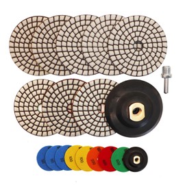 HIGHDRIL Dry Diamond Polishing Disc, Pack of 8 (#50x3/100x2/200/400/800) Diamond Polishing Pads with Rubber Base + M14 Adapter for Granite Stone Marble Floor Sander or Polisher Diameter 4 Inches/100 mm