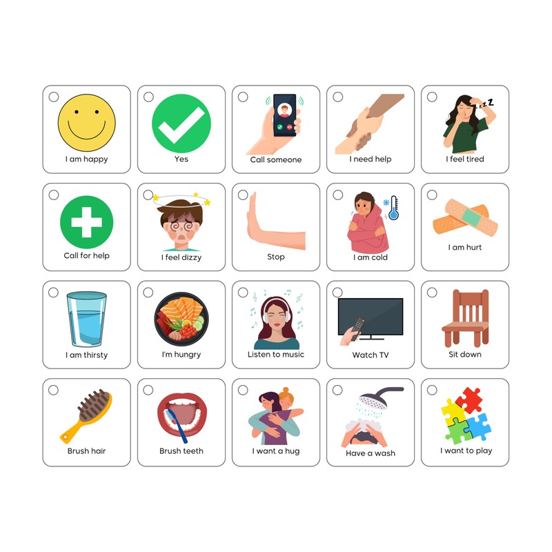 Plastic Communication Cards for Special Needs, Set of 60 Picture