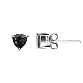 Franki Baker Black Genuine Spinel Gemstone & Sterling Silver Triangle Stud Earrings. Size: 4x4mm