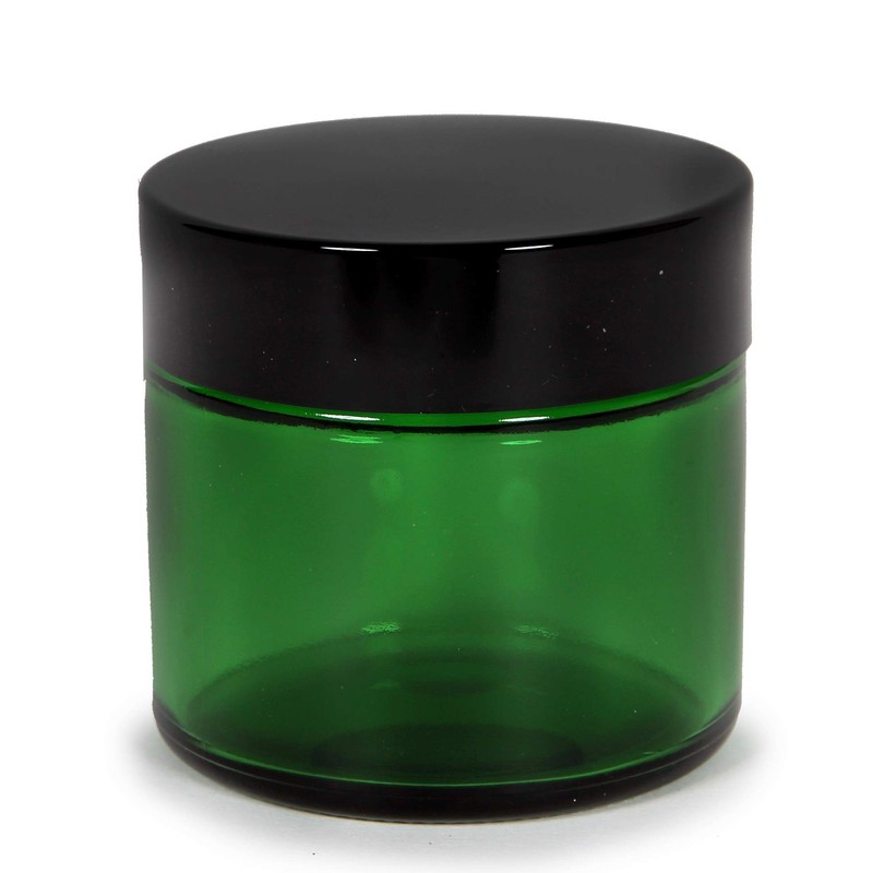Vivaplex, 12, Green, 2 oz, Round Glass Jars, with Inner