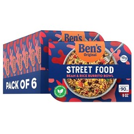 BEN'S ORIGINAL Street Food Bean & Rice Burrito Bowl, Prepared Entrée, Microwave in 90 Seconds, 9 oz​ (Pack of 6)