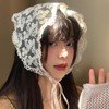 White Elegant Women Lace Flower Triangle Headband Summer Sunproof Lace