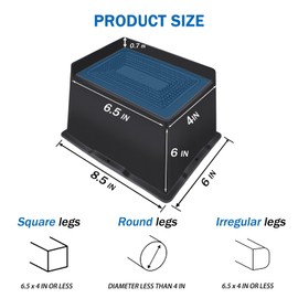 ANNKUT Bed Risers 6 Inch Heavy Duty,Oversized Couch Risers, Extra Wide Furniture Risers for Sofa Table Desk Headboard Chair Lifting,Rectangle Risering Blocks Support 6000 lbs(8 Pack Black)