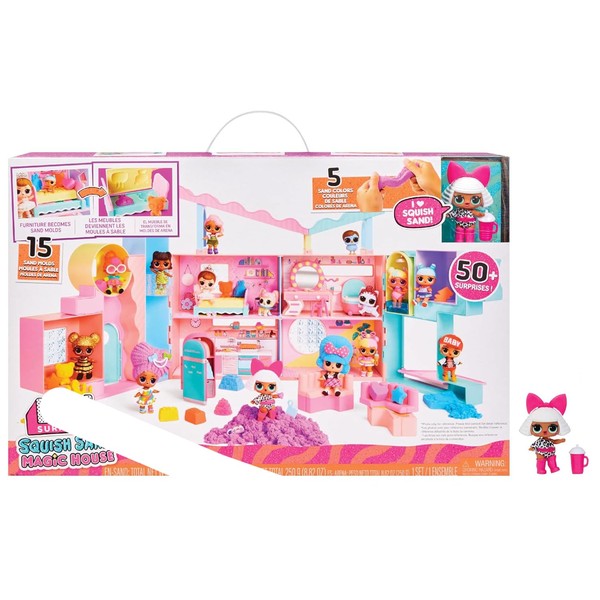 L.O.L. Surprise! Squish Sand Magic House with Tot- Playset with Collectible Doll, Squish Sand, Surprises, Accessories, Girls Gift Age 4+