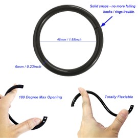 12 Pack Shower Curtain Rings,Plastic Shower Curtain Hooks,Decorative Round Easy Snap Closure Hanger Bathroom Shower Window Rod (Black)