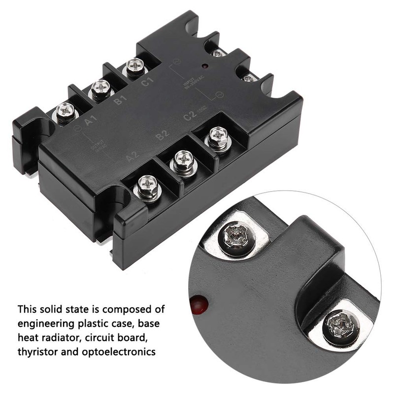 Fafeicy 3 Phase Solid State Relay AC to AC SSR