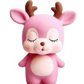 H&W Cute Deer Money Bank (Pink) Unbreakable Piggy Bank Money Box Coin Bank Plastic Saving Coin Box for Boys Girls Kids