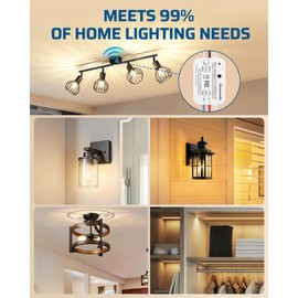 DEWENWILS 3 Way Wireless Light Switch and Receiver Kit, Remote Control for Ceiling Lights, Fans, Lamps, No in-Wall Wiring, No WiFi Needed, Wireless Panel Switch,100Ft RF Range