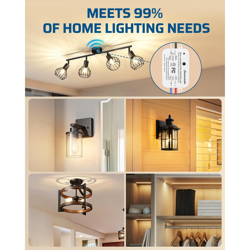 DEWENWILS 3 Way Wireless Light Switch and Receiver Kit, Remote