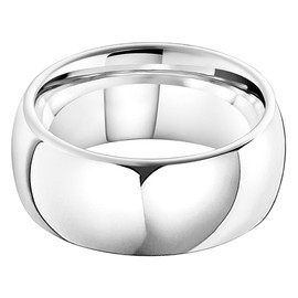 LUXUBANDS 10mm White Tungsten Rings for Women Men Couple Fashion Jewelry Engagement Wedding Bands Classic Domed Polished Shiny Comfort Fit Size 9