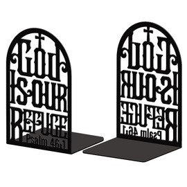 Peacoblue Metal Bookends for Shelves, Modern Decorative Heavy Duty Study Book Support Stoppers for Office, Desk, Shelf, Room 5.3"x4.3"x7.8" Cast Iron Simple Tall Bookends, 1 Pair (Bible)