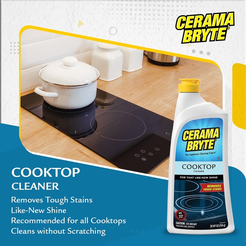 Cerama Bryte Cooktop and Stove Top Cleaner for Glass-Ceramic Surfaces,