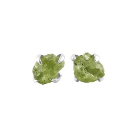Starborn Stud Earrings 925 Sterling Silver Raw Gemstone, Sterling Silver, Peridot