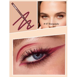 Burgundy Gel Glitter Eyeliner Pencil, Metallic Waterproof Smudge-Proof Creamy Retractable Smooth Eye Liner pen, Hypoallergenic Long Lasting Eyeliner Brightener Pen Crayon Eye Makeup Gift for Women#07