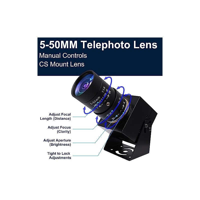 SVPRO - Cámara web USB 1080P con teleobjetivo de 5