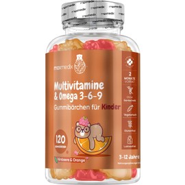 MaxMedix Multivitamin Gummy Bears for Children - With Omega 3, 6, 9, Iodine & Zinc - 120 Vitamin Gummies - Vitamin C, D3, B - Vegetarian & Tested Ingredients - No Gelatin & Additives