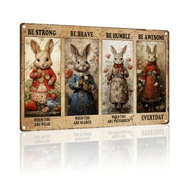 Aluminum Tin Signs Funny Rabbit Decor Retro Metal Tin Sign Pet Lovers Motivational Quote Vintage Farm Art Sign for Home Office Room Coffee Bar Shop Wall Decor Easter Gift 8.00"x12.00"