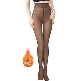 Lnmyic Thermal Tights for Women, Tights Women's Winter, Lined Tights, Transparent coffee, 220 g, for 5 ~ 20 °C