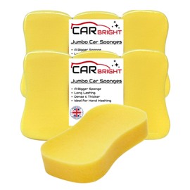 Jumbo Car Sponges (6 Pack) - Large Car Wash Sponges From Car Bright - Perfect for Car Care, Window Cleaning, Wheel Cleaning and Motorbikes - Made in the UK