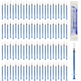 OFFCUP Plastic Syringes, Pack of 100, 1 ml Disposable Syringes with Caps, Feeding Syringe without Needles, Sterile Individual Packaging for Scientific Laboratories, Plant Watering, Pet Feeding