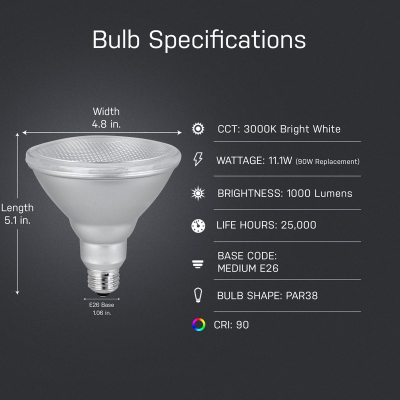 Feit Electric PAR38 LED Bulb, 90W Equivalent, Dimmable, 3000k Bright