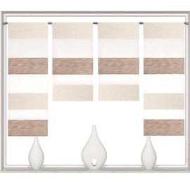 Birsppy Design Mini Panel Curtain Set Beige 2291-13 | 4 Pieces | Panel Curtain Total Width 120 cm (4 x 30 cm) Height 80/60/60/80 cm