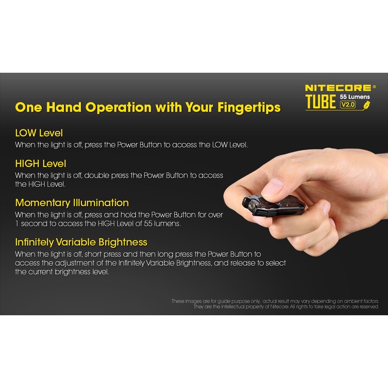 Nitecore Tube V2.0 Keychain Flashlight, 55 Lumen Bright USB Rechargeable