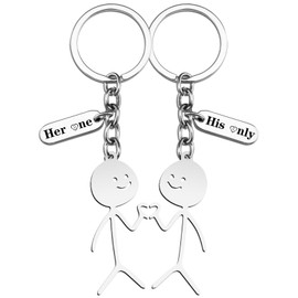 ICHRATI Matching Couple Gifts Valentines Day Gifts for Him Her Boyfriend Girlfriend 2Pcs Doodle Matching Keychains for Couples Wife Husband One Year 1st Anniversary Christmas Birthday Gifts Ideas